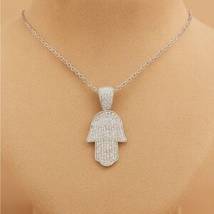 Stamped 925 Sterling Silver Evil Eye Pendant Necklace